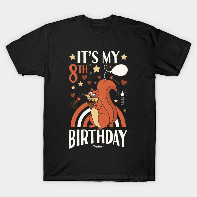 8th Birthday Squirrel T-Shirt by Tesszero